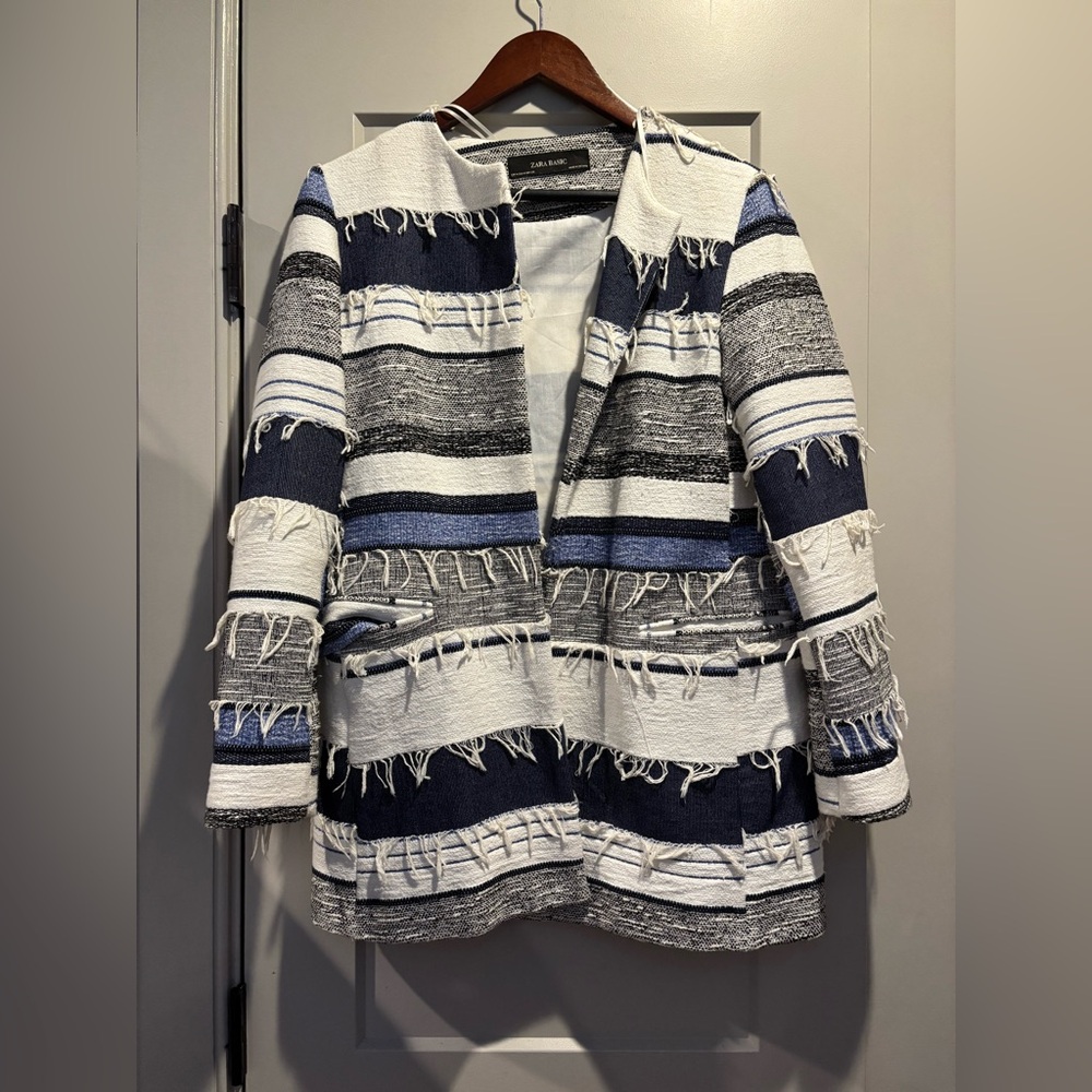Zara denim & white blazer size M